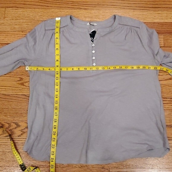 NWT LUCKY BRAND GRAY COTTON EMBROIDERED PEASANT SHIRT LARGE - Picture 12 of 12